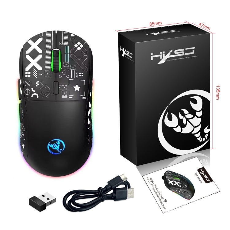 Lisslune | HXSJ T90 RGB Light Three-Mode Wireless Gaming Mouse (Black)