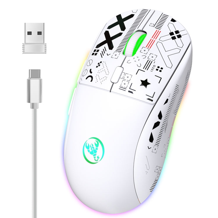 Lisslune | HXSJ T90 RGB Light Three-Mode Wireless Gaming Mouse (White)