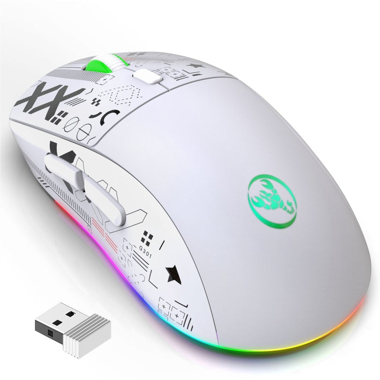 Lisslune | HXSJ T90 RGB Light Three-Mode Wireless Gaming Mouse (White)