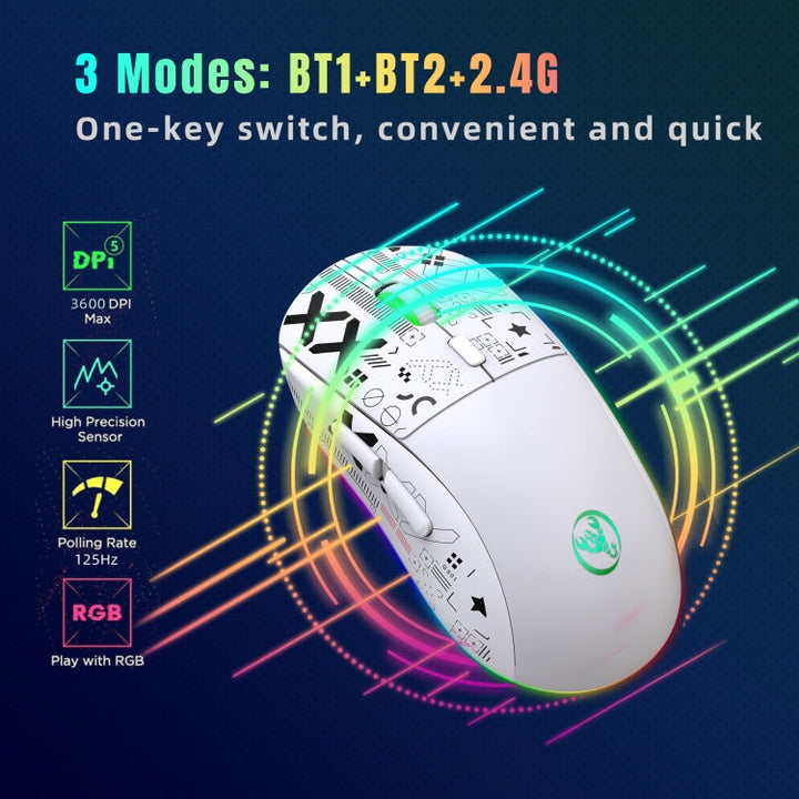 Lisslune | HXSJ T90 RGB Light Three-Mode Wireless Gaming Mouse (Black)