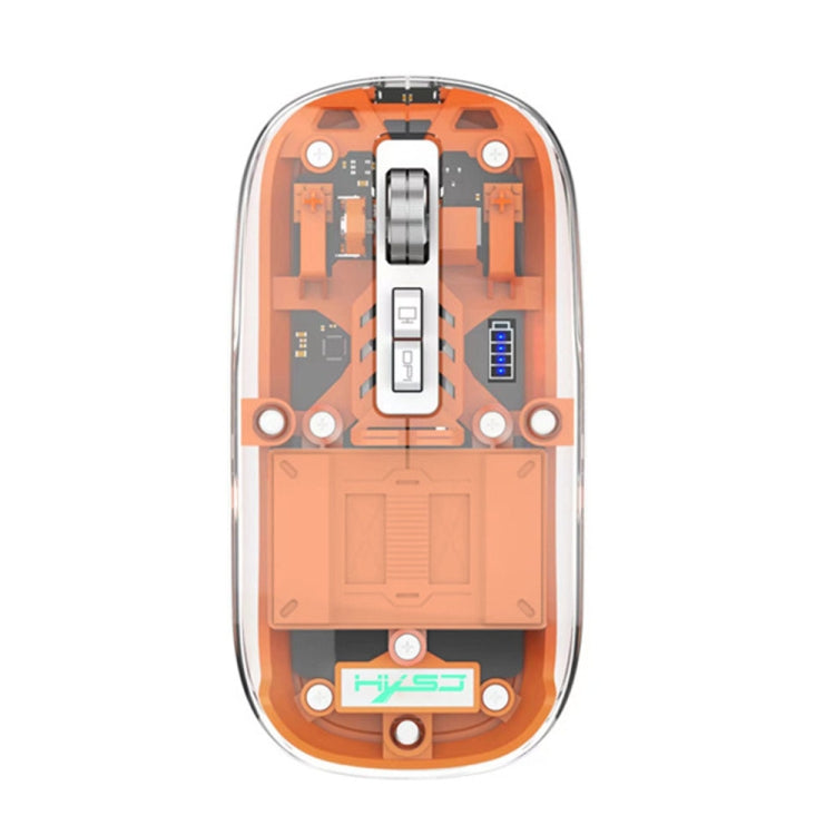 Lisslune | HXSJ T900 Transparent Magnet Three-Mode Wireless Gaming Mouse (Orange)