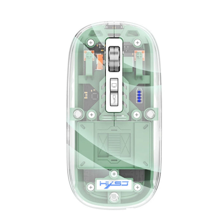 Lisslune | HXSJ T900 Transparent Magnet Three-Mode Wireless Gaming Mouse (Bean Green)