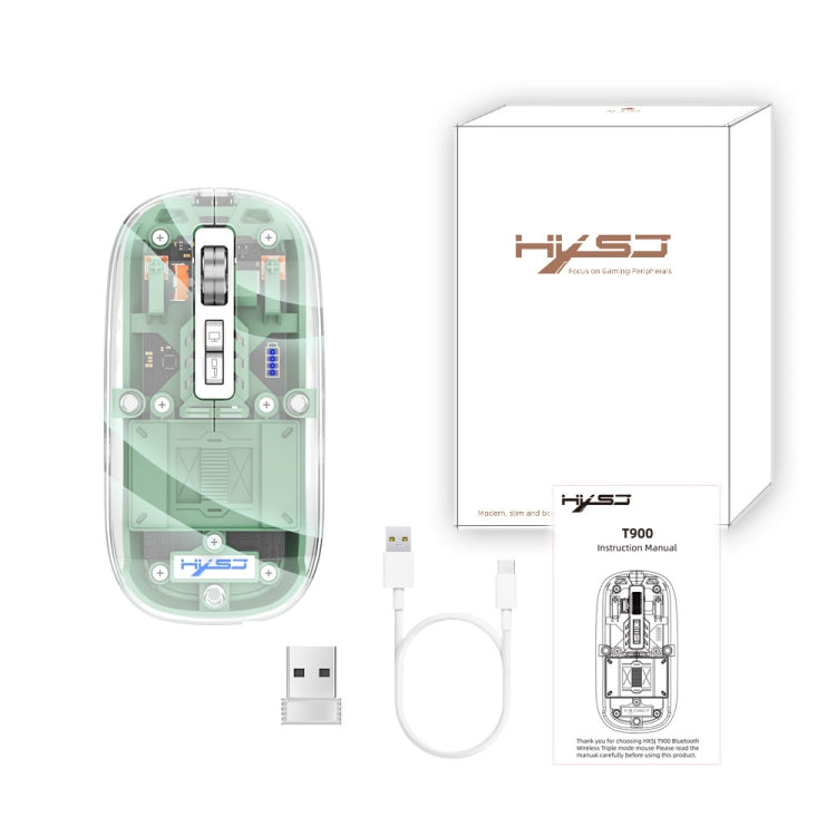 Lisslune | HXSJ T900 Transparent Magnet Three-Mode Wireless Gaming Mouse (Bean Green)
