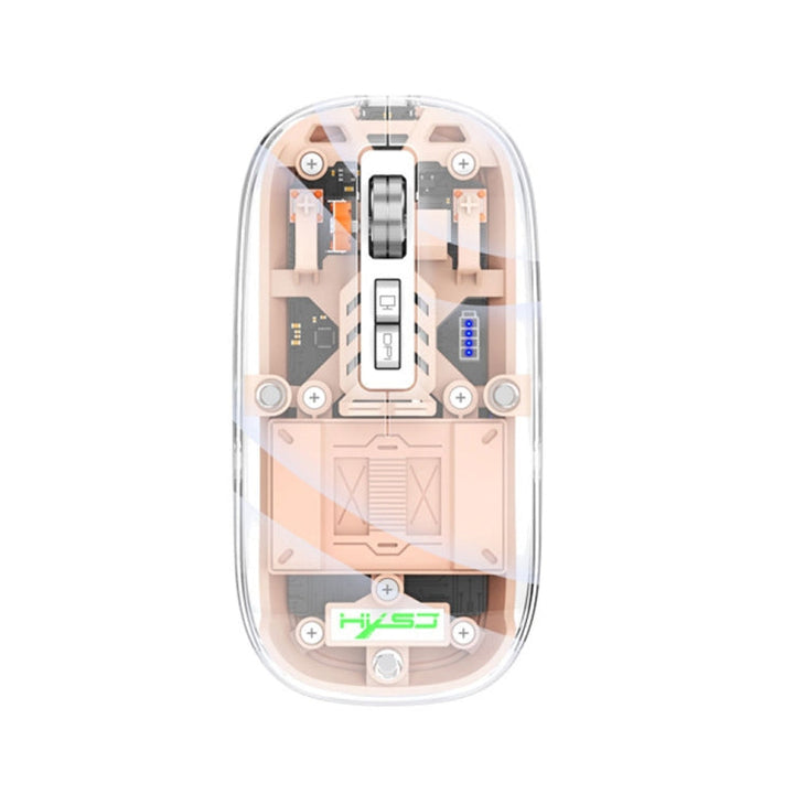 Lisslune | HXSJ T900 Transparent Magnet Three-Mode Wireless Gaming Mouse (Pink)