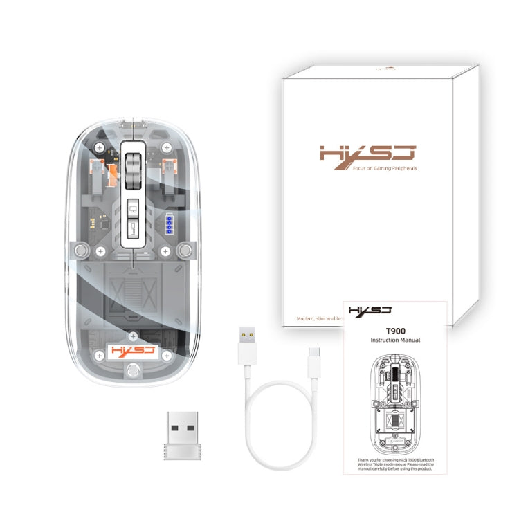 Lisslune | HXSJ T900 Transparent Magnet Three-Mode Wireless Gaming Mouse (Gray)