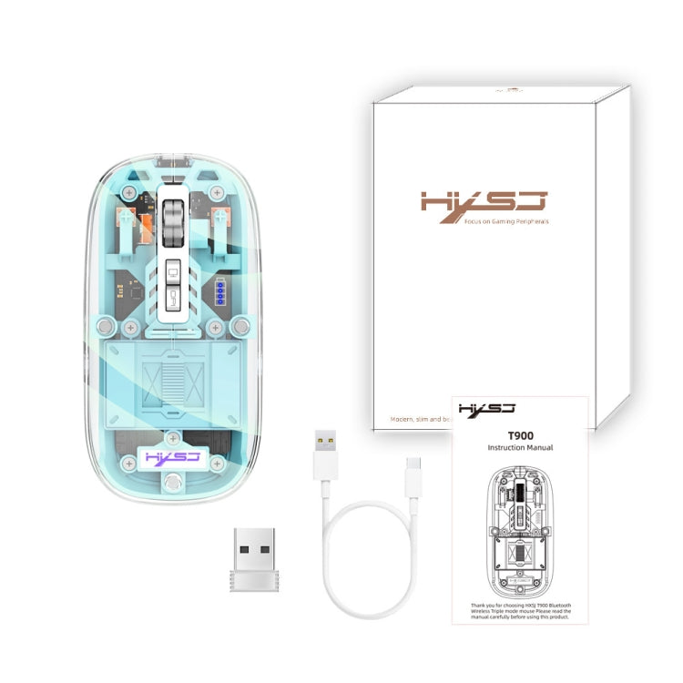 Lisslune | HXSJ T900 Transparent Magnet Three-Mode Wireless Gaming Mouse (Blue)