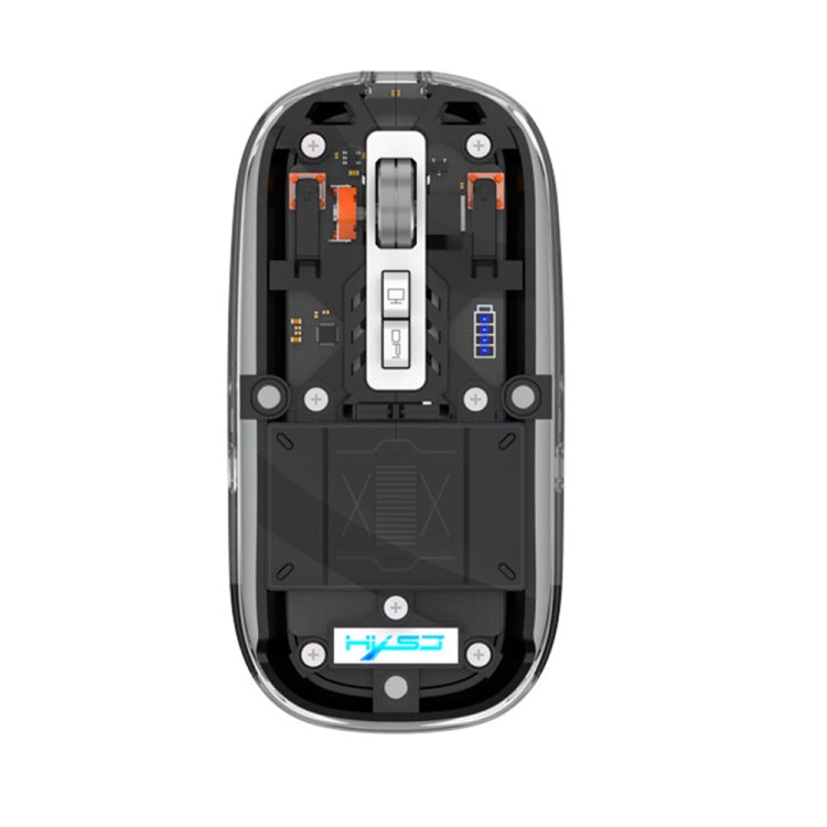 Lisslune | HXSJ T900 Transparent Magnet Three-Mode Wireless Gaming Mouse (Black)