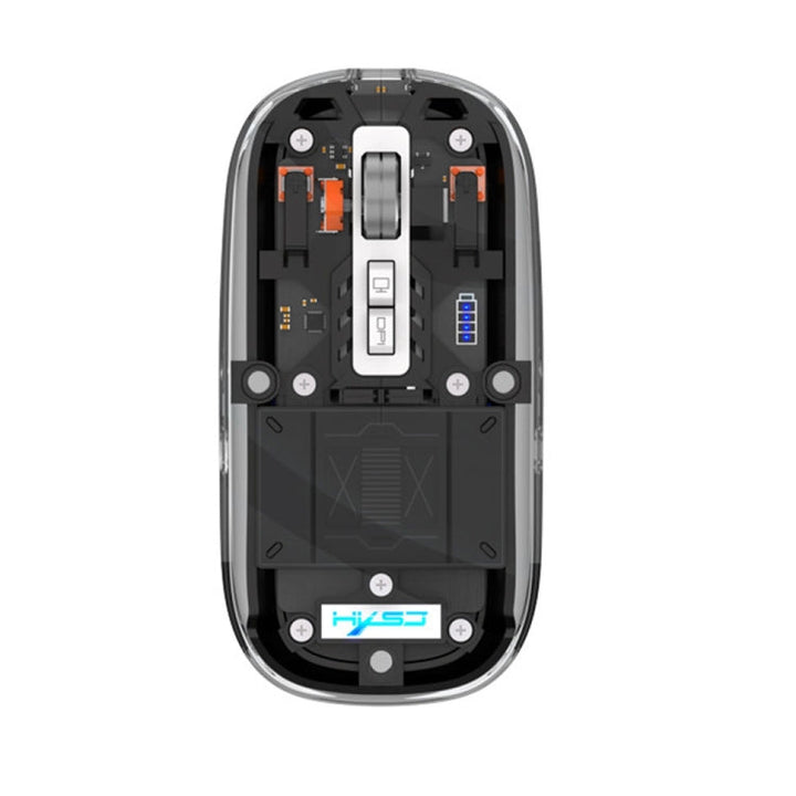 Lisslune | HXSJ T900 Transparent Magnet Three-Mode Wireless Gaming Mouse (Black)