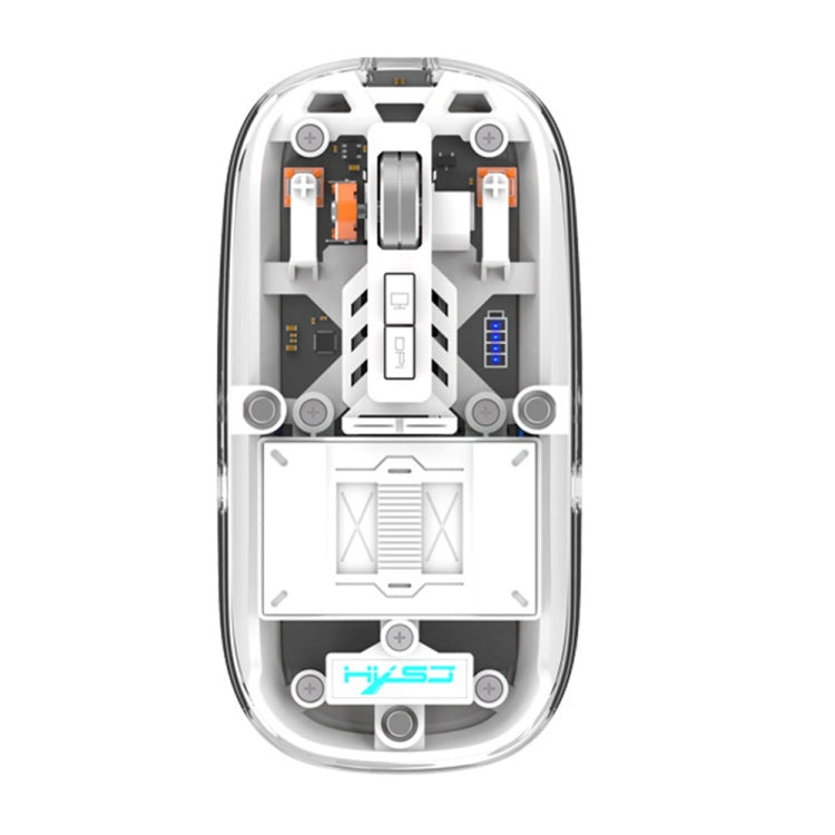 Lisslune | HXSJ T900 Transparent Magnet Three-Mode Wireless Gaming Mouse (White)