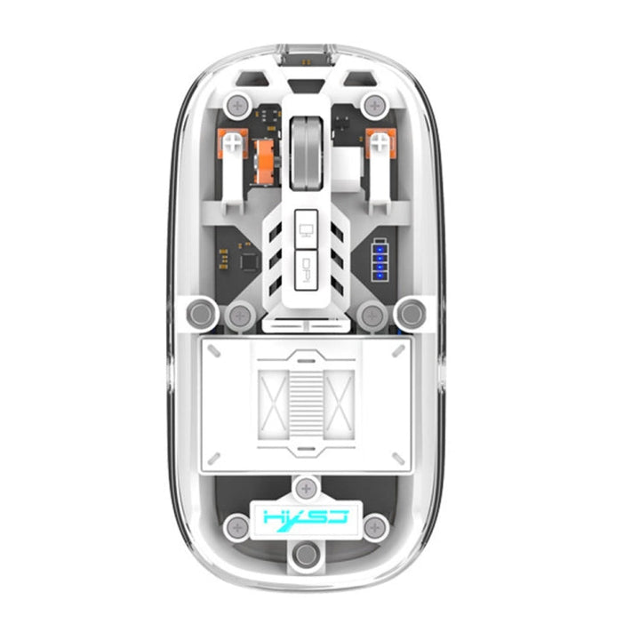 Lisslune | HXSJ T900 Transparent Magnet Three-Mode Wireless Gaming Mouse (White)