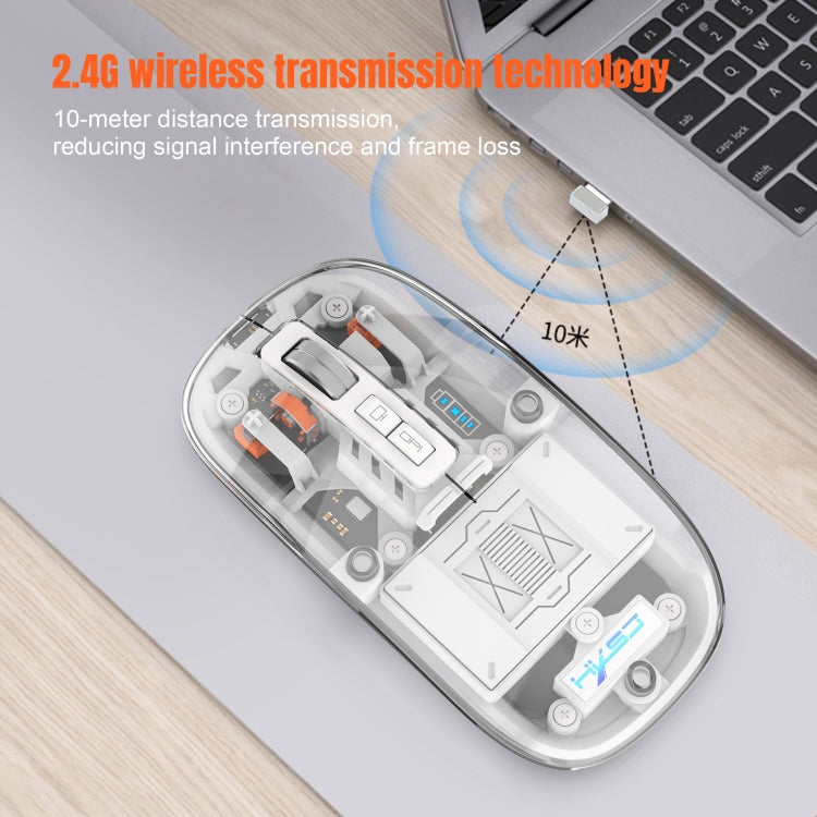 Lisslune | HXSJ T900 Transparent Magnet Three-Mode Wireless Gaming Mouse (Blue)