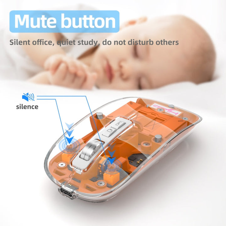 Lisslune | HXSJ T900 Transparent Magnet Three-Mode Wireless Gaming Mouse (Blue)