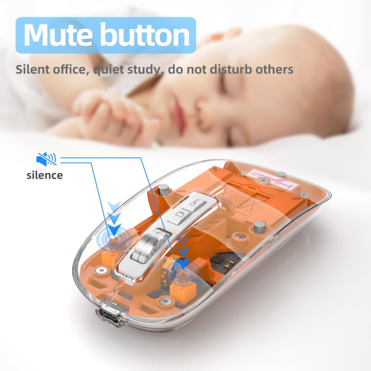 Lisslune | HXSJ T900 Transparent Magnet Three-Mode Wireless Gaming Mouse (Pink)