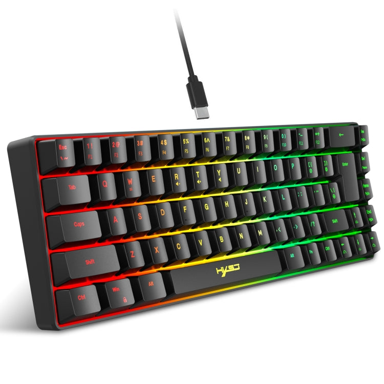 Lisslune | HXSJ V200 Wired RGB Backlit Mechanical Keyboard 68 Keys Caps, Cable Length: 1.7m (Black)