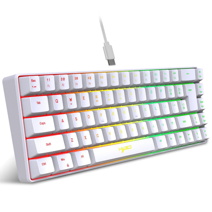 Lisslune | HXSJ V200 Wired RGB Backlit Mechanical Keyboard 68 Keys Caps, Cable Length: 1.7m (White)