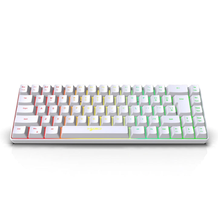 Lisslune | HXSJ V200 Wired RGB Backlit Mechanical Keyboard 68 Keys Caps, Cable Length: 1.7m (White)