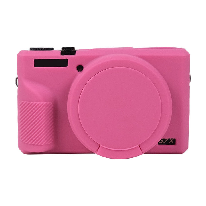Lisslune | For Canon PowerShot G7 X Mark III / G7X3 Soft Silicone Protective Case with Lens Cap (Rose Red)