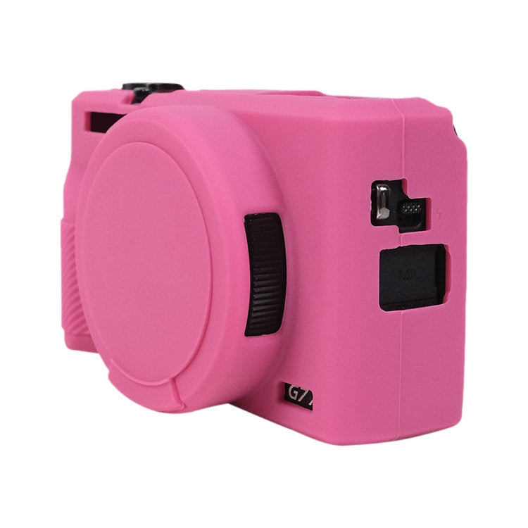 Lisslune | For Canon PowerShot G7 X Mark III / G7X3 Soft Silicone Protective Case with Lens Cap (Rose Red)