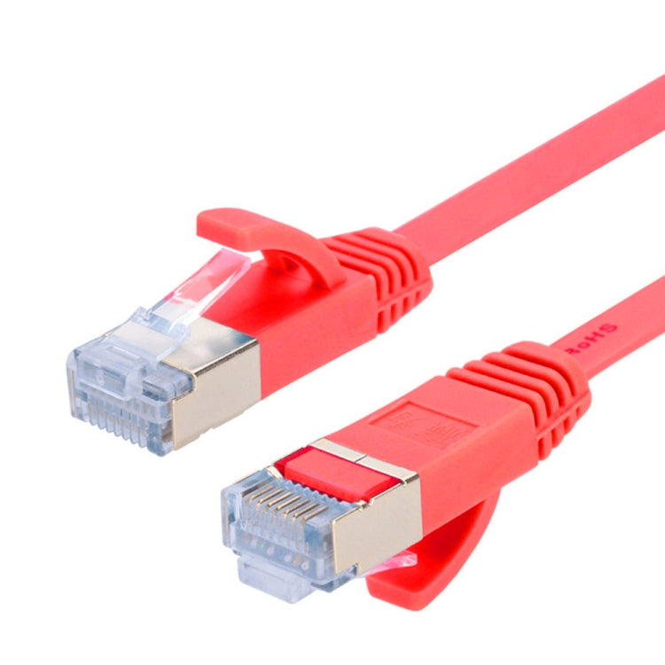 Lisslune | 20m gold-plated Head CAT7 high-speed 10Gbps ultra-thin flat Ethernet RJ45 network LAN cable (Red)