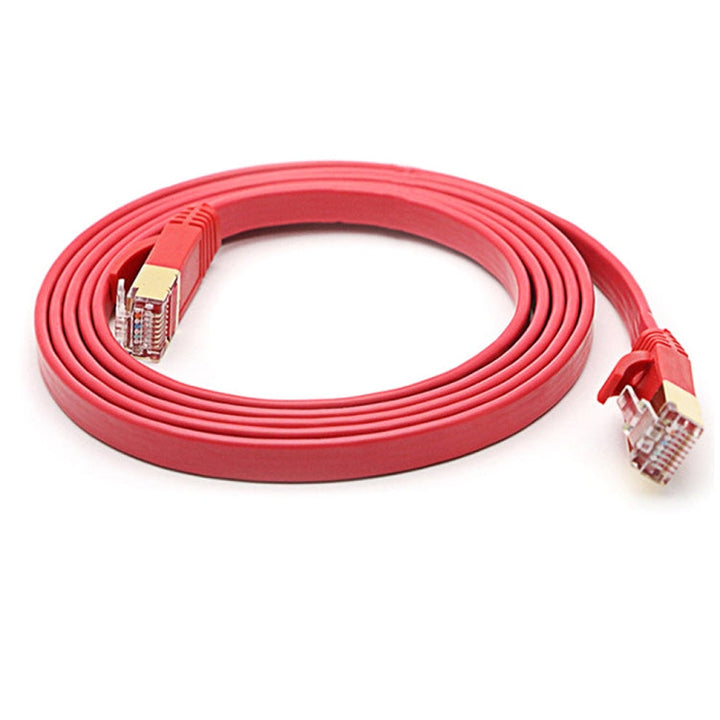 Lisslune | 20m gold-plated Head CAT7 high-speed 10Gbps ultra-thin flat Ethernet RJ45 network LAN cable (Red)