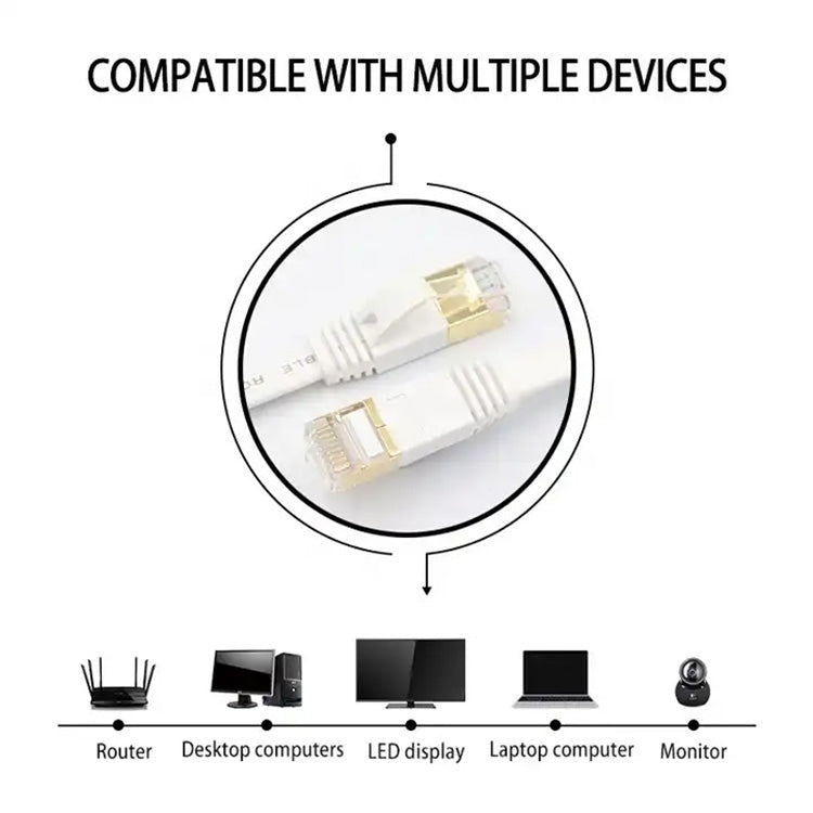 Lisslune | 25m gold-plated Head CAT7 High Speed 10Gbps ultra-thin flat Ethernet RJ45 Network LAN Cable (Red)