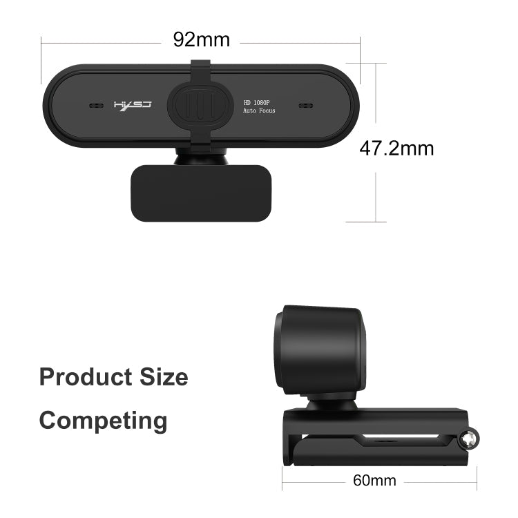 Lisslune | HXSJ S6 HD 1080P 95 Degree Wide Angle High Resolution Computer Camera with Microphone (Black)
