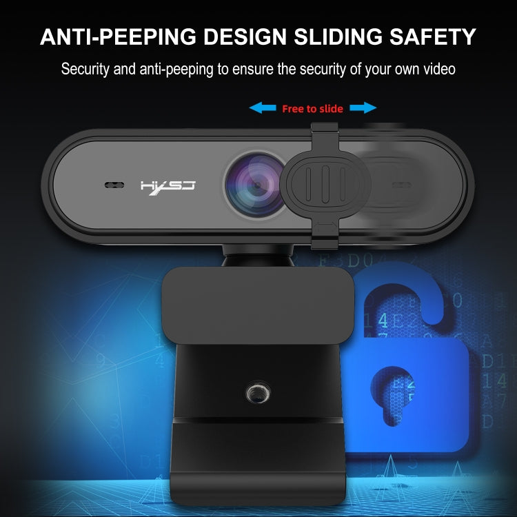 Lisslune | HXSJ S6 HD 1080P 95 Degree Wide Angle High Resolution Computer Camera with Microphone (Black)