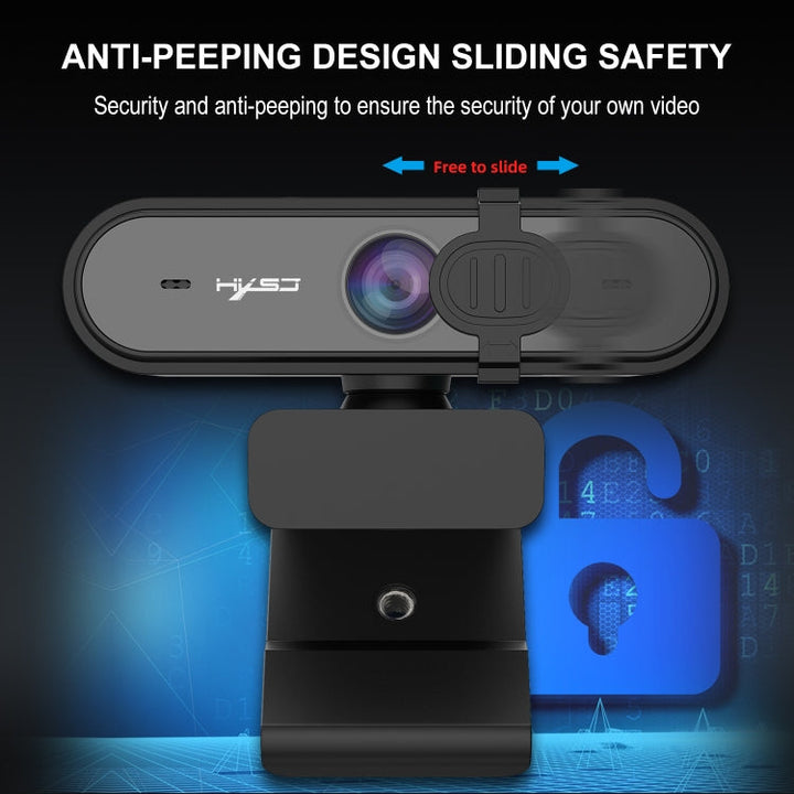 Lisslune | HXSJ S6 HD 1080P 95 Degree Wide Angle High Resolution Computer Camera with Microphone (Black)