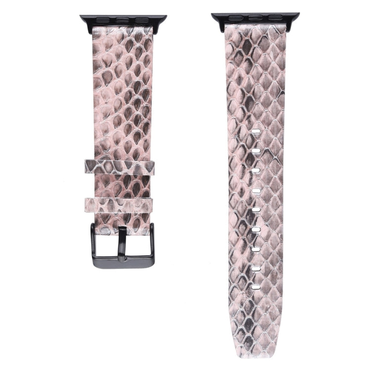 Lisslune | For Apple Watch Ultra 49mm / Series 8&7 45mm / SE 2&6&SE&5&4 44mm / 3&2&1 42mm Snake Skin Texture Full Grain Leather Strap (Light Pink)