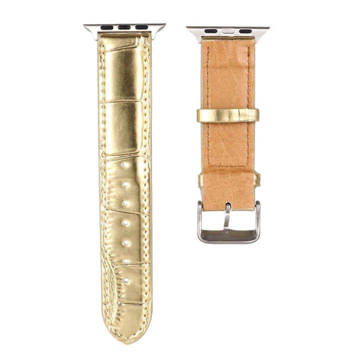 Lisslune | For Apple Watch Ultra 49mm / Series 8&7 45mm / SE 2&6&SE&5&4 44mm / 3&2&1 42mm Crocodile Texture Leather Strap (Gold)