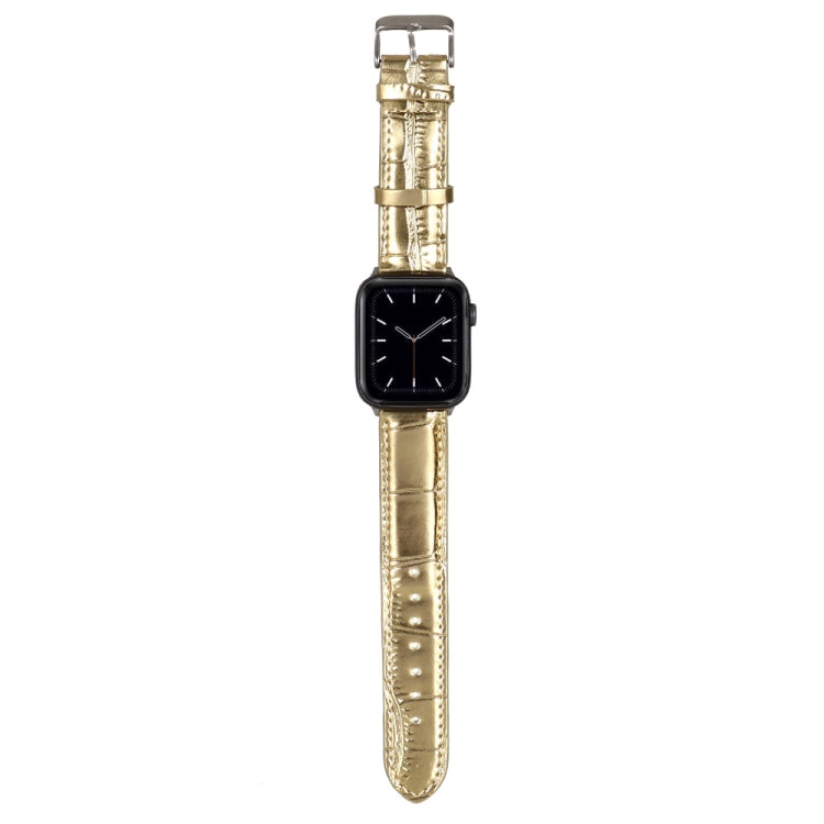 Lisslune | For Apple Watch Ultra 49mm / Series 8&7 45mm / SE 2&6&SE&5&4 44mm / 3&2&1 42mm Crocodile Texture Leather Strap (Gold)