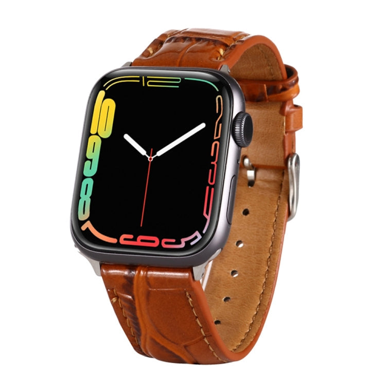 Lisslune | For Apple Watch Series 8&7 41mm / SE 2&6&SE&5&4 40mm / 3&2&1 38mm Crocodile structure Leather strap (Brown)