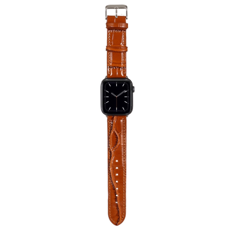 Lisslune | For Apple Watch Series 8&7 41mm / SE 2&6&SE&5&4 40mm / 3&2&1 38mm Crocodile structure Leather strap (Brown)