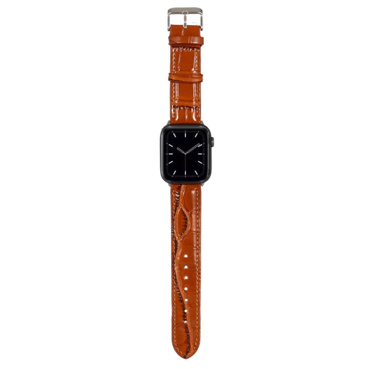 Lisslune | For Apple Watch Series 8&7 41mm / SE 2&6&SE&5&4 40mm / 3&2&1 38mm Crocodile structure Leather strap (Brown)