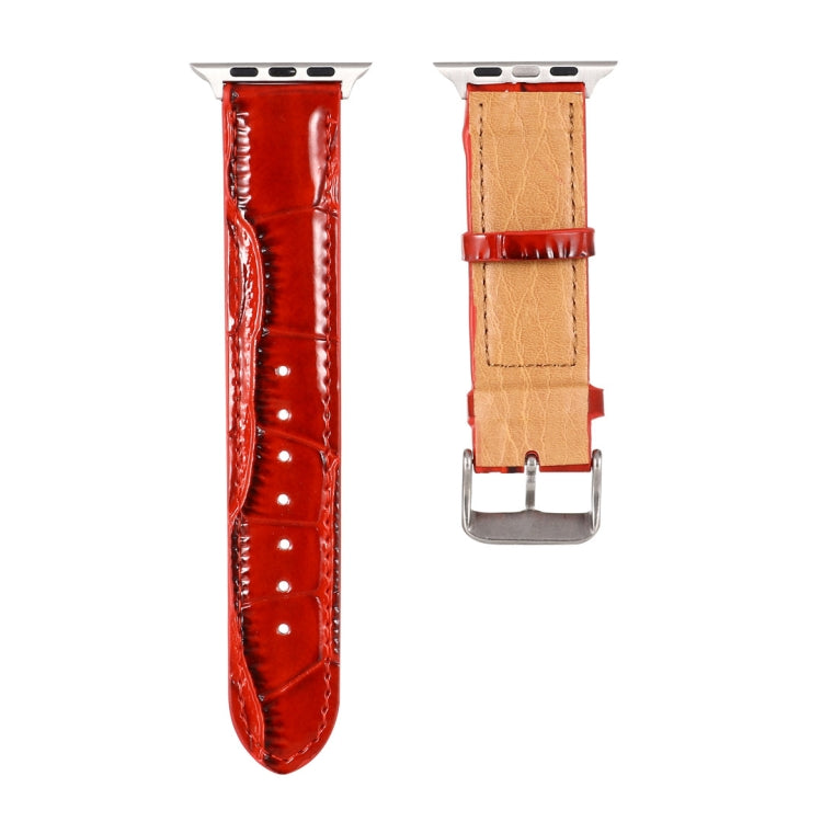 Lisslune | For Apple Watch Series 8&7 41mm / SE 2&6&SE&5&4 40mm / 3&2&1 38mm Crocodile Texture Leather Wrist Band (Red)