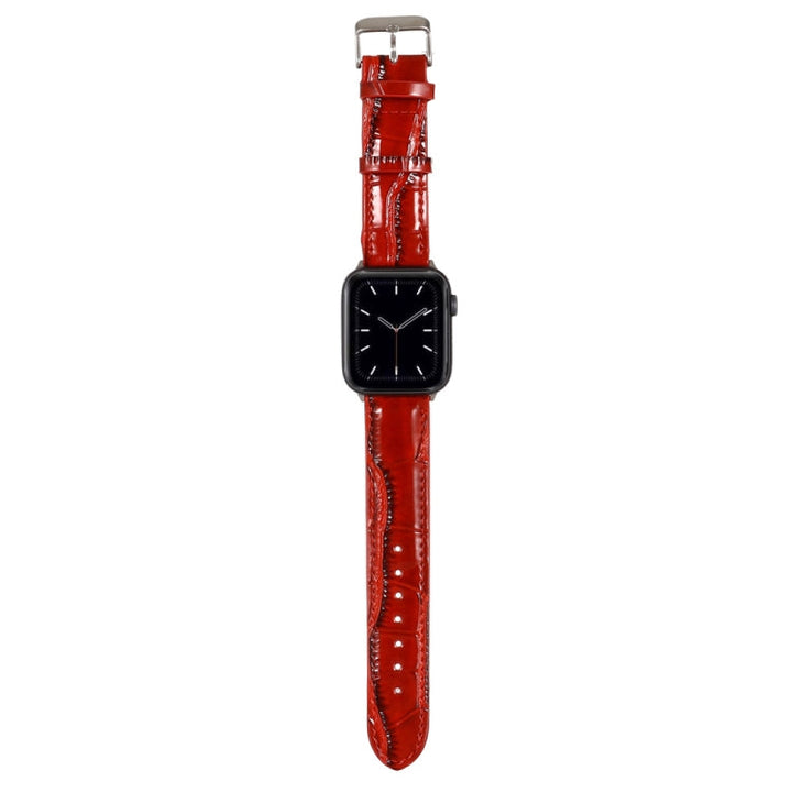 Lisslune | For Apple Watch Series 8&7 41mm / SE 2&6&SE&5&4 40mm / 3&2&1 38mm Crocodile Texture Leather Wrist Band (Red)