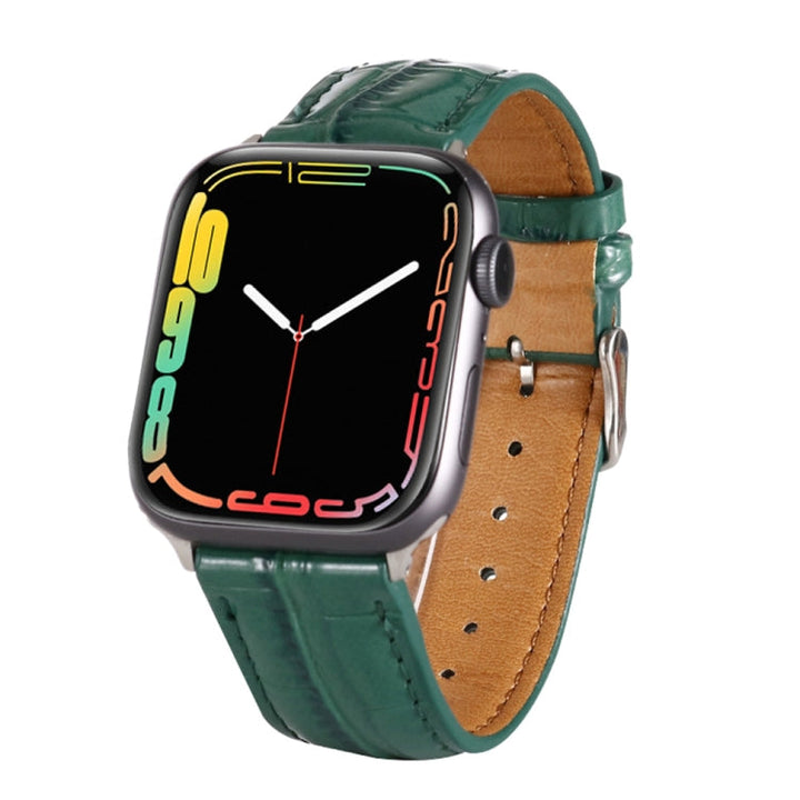 Lisslune | For Apple Watch Series 8&7 41mm / SE 2&6&SE&5&4 40mm / 3&2&1 38mm Crocodile Leather Strap (Green)