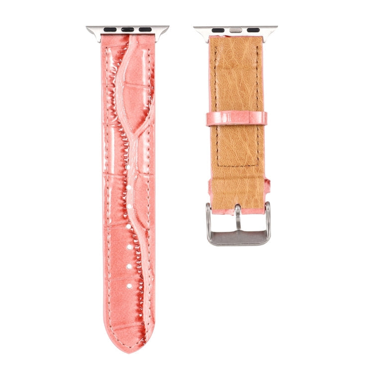 Lisslune | For Apple Watch Series 8&7 41mm / SE 2&6&SE&5&4 40mm / 3&2&1 38mm Crocodile Leather Strap (Pink)