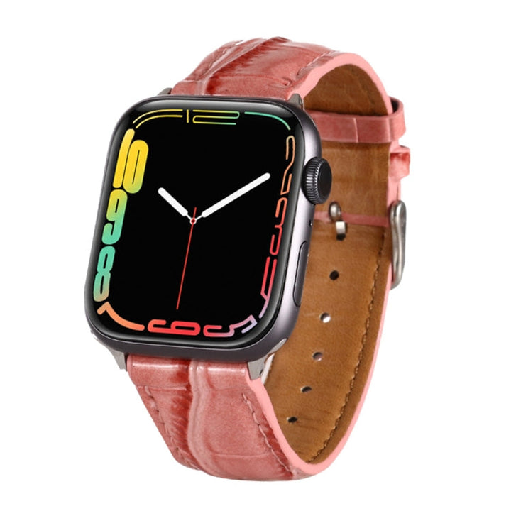 Lisslune | For Apple Watch Series 8&7 41mm / SE 2&6&SE&5&4 40mm / 3&2&1 38mm Crocodile Leather Strap (Pink)