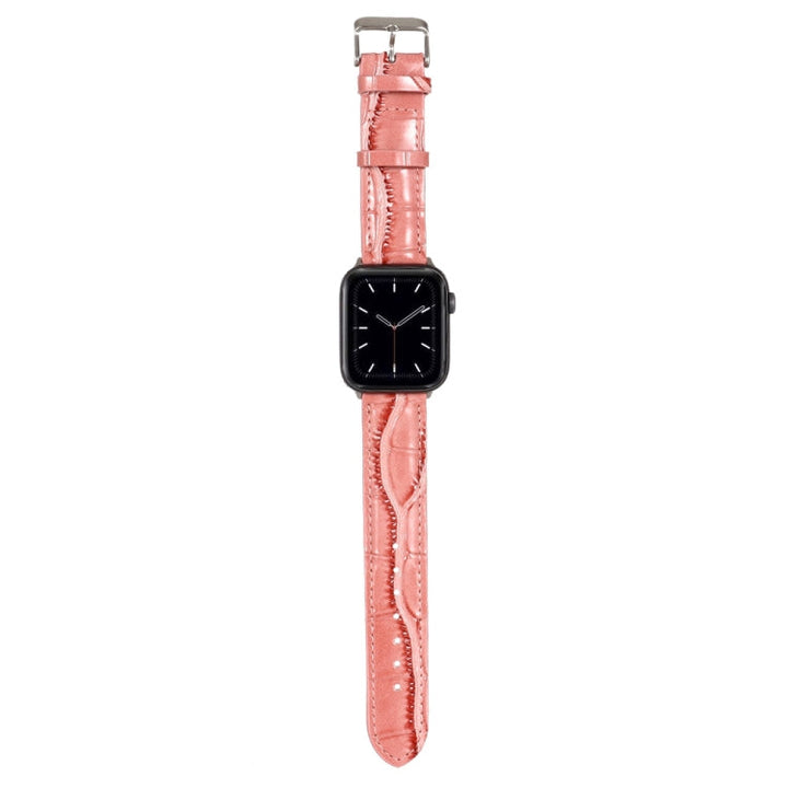 Lisslune | For Apple Watch Series 8&7 41mm / SE 2&6&SE&5&4 40mm / 3&2&1 38mm Crocodile Leather Strap (Pink)