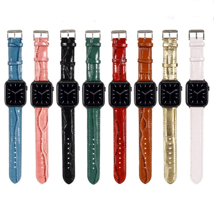 Lisslune | For Apple Watch Series 8&7 41mm / SE 2&6&SE&5&4 40mm / 3&2&1 38mm Crocodile Leather Strap (Pink)