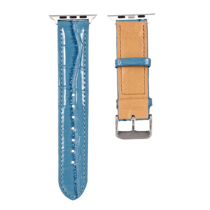 Lisslune | For Apple Watch Series 8&7 41mm / SE 2&6&SE&5&4 40mm / 3&2&1 38mm Crocodile texture Leather Wristband (Blue)