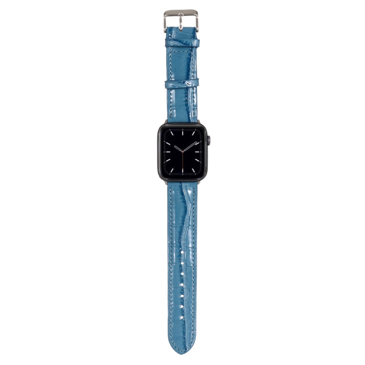 Lisslune | For Apple Watch Series 8&7 41mm / SE 2&6&SE&5&4 40mm / 3&2&1 38mm Crocodile texture Leather Wristband (Blue)