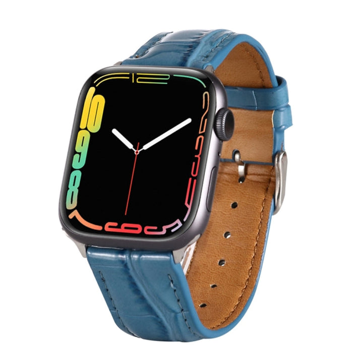 Lisslune | For Apple Watch Series 8&7 41mm / SE 2&6&SE&5&4 40mm / 3&2&1 38mm Crocodile texture Leather Wristband (Blue)