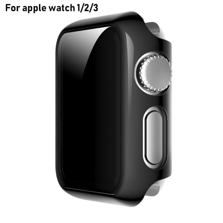 Lisslune | For Apple Watch Series 3 & 2 & 1 38mm Full Protection Plating Glass Case (Black)