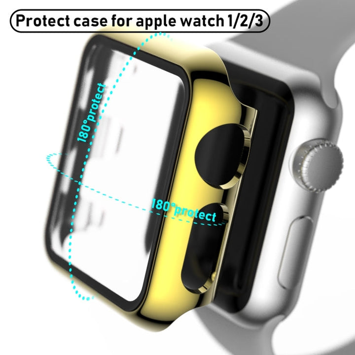 Lisslune | For Apple Watch Series 3 & 2 & 1 38mm Full View Plating Glass Case (Gold)