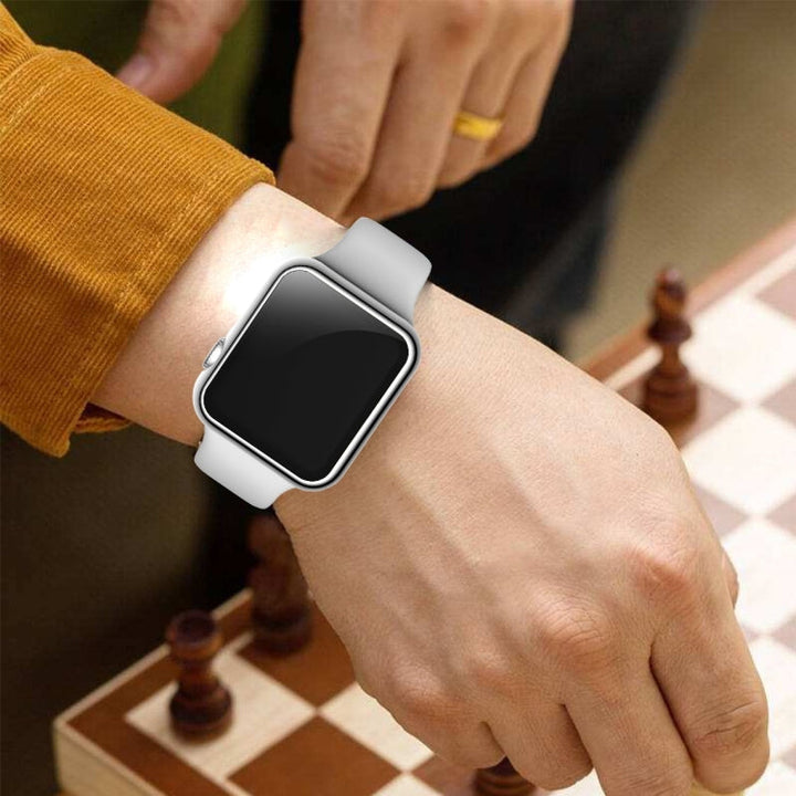Lisslune | For Apple Watch Series 3 & 2 & 1 38mm Full Glass Plate Glass Case (Silver)