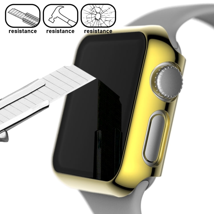Lisslune | For Apple Watch Series 3 & 2 & 1 42mm Full Coverage Plating Glass Case (Gold)