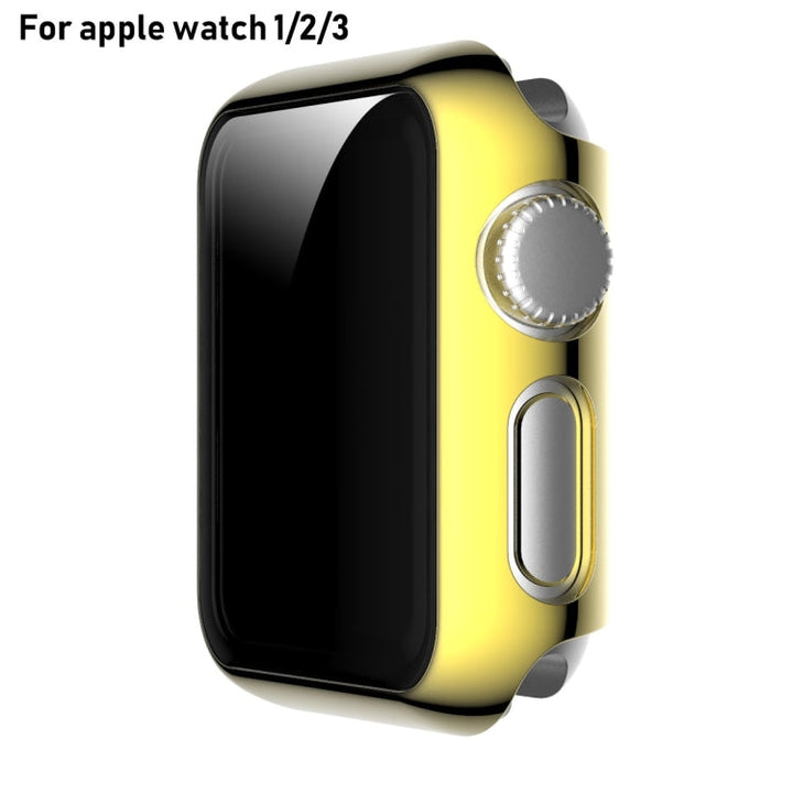 Lisslune | For Apple Watch Series 3 & 2 & 1 42mm Full Coverage Plating Glass Case (Gold)