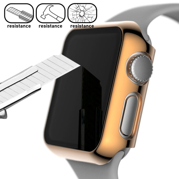 Lisslune | For Apple Watch Series 3 & 2 & 1 42mm Full Coverage PlatingGlass Case (Rose Gold)